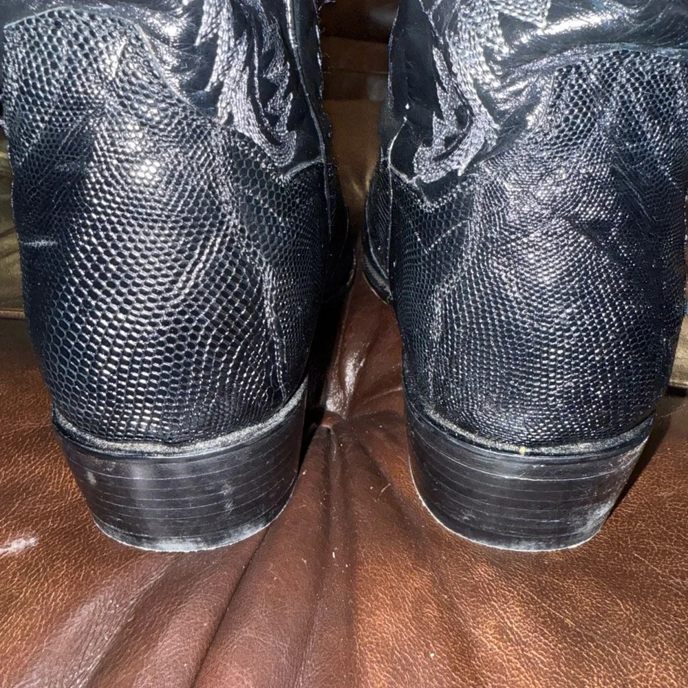 Dan Post 10.5D Black Lizard Cowboy Boots - Picture 4 of 12
